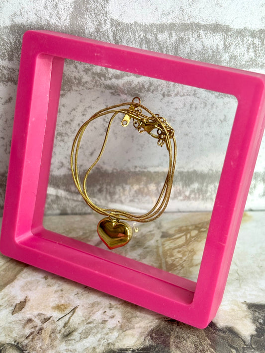 Puffy Heart Necklace (Anti tarnish stainless steel 18k gold plated)