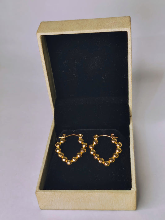 Bubble heart earring (Anti tarnish stainless steel, 18 K gold plate)