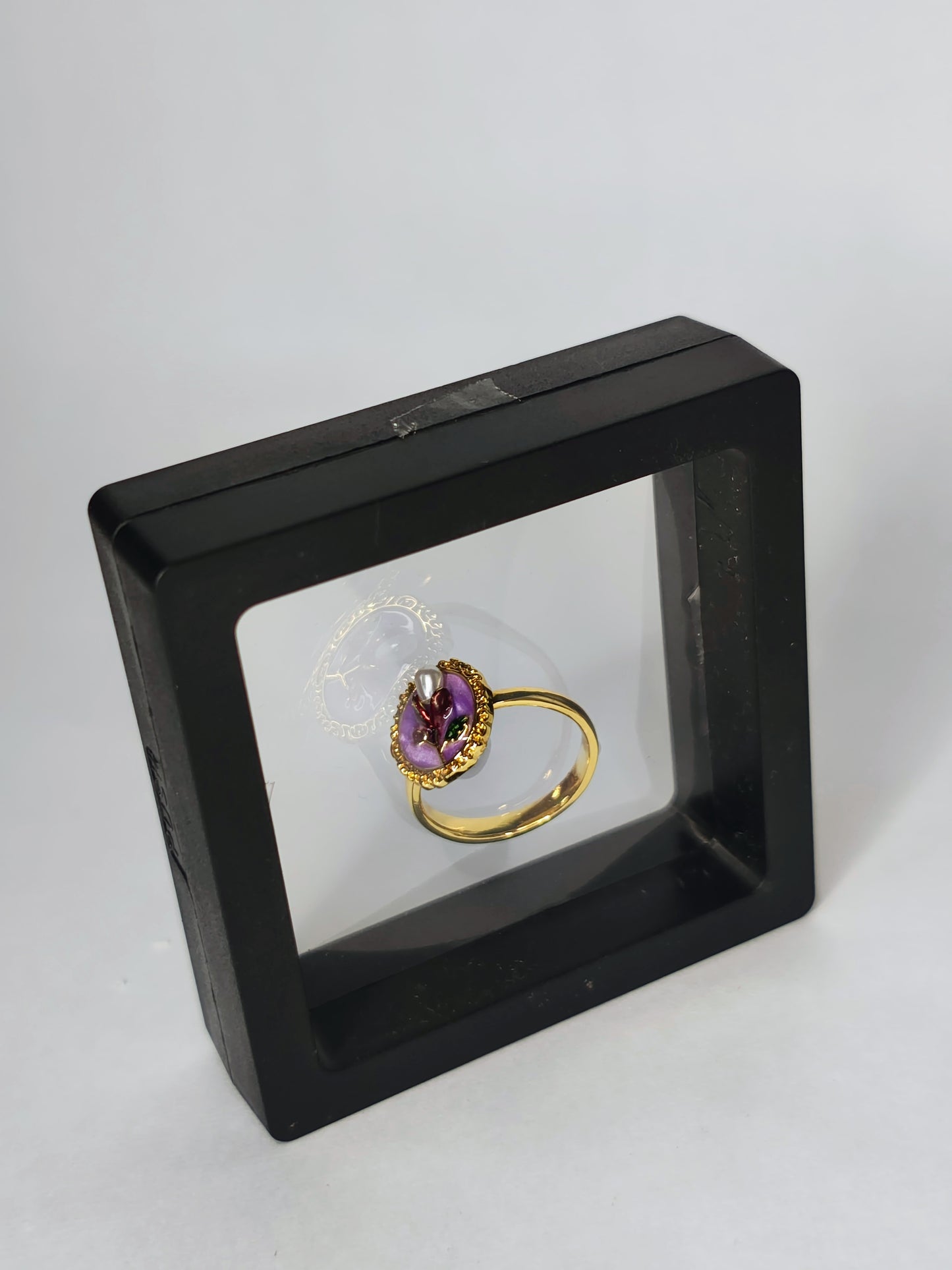 Purple Vintage Flower Adjustable Ring (Anti-Tarnish, Stainless Steel 18K Gold Plated)