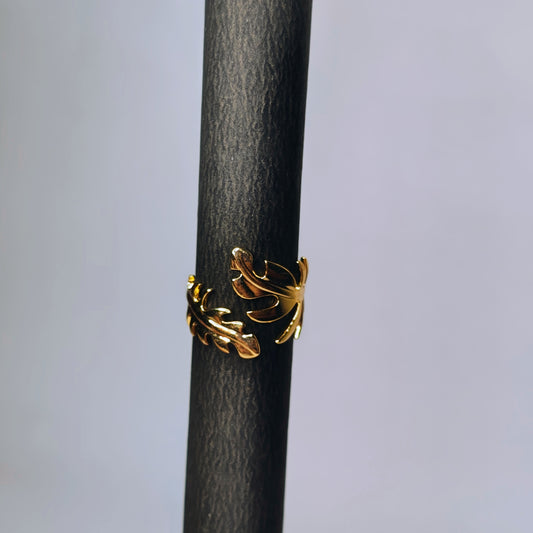 Double Leaf Ring (Anti-Tarnish, Stainless Steel 18K Gold Plated)