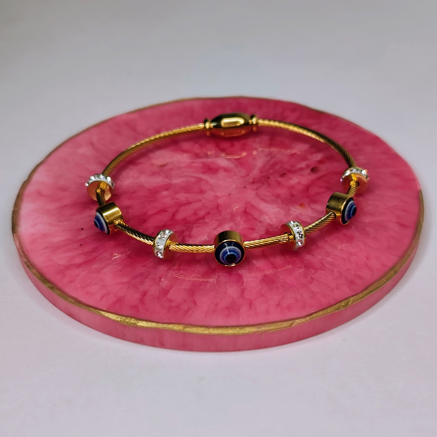 Evil Eye Bracelet (Anti-Tarnish,Stainless Steel 18k gold plated