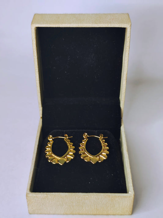 Vintage Heart Hoop (Anti-Tarnish, Stainless Steel 18K Gold Plated)