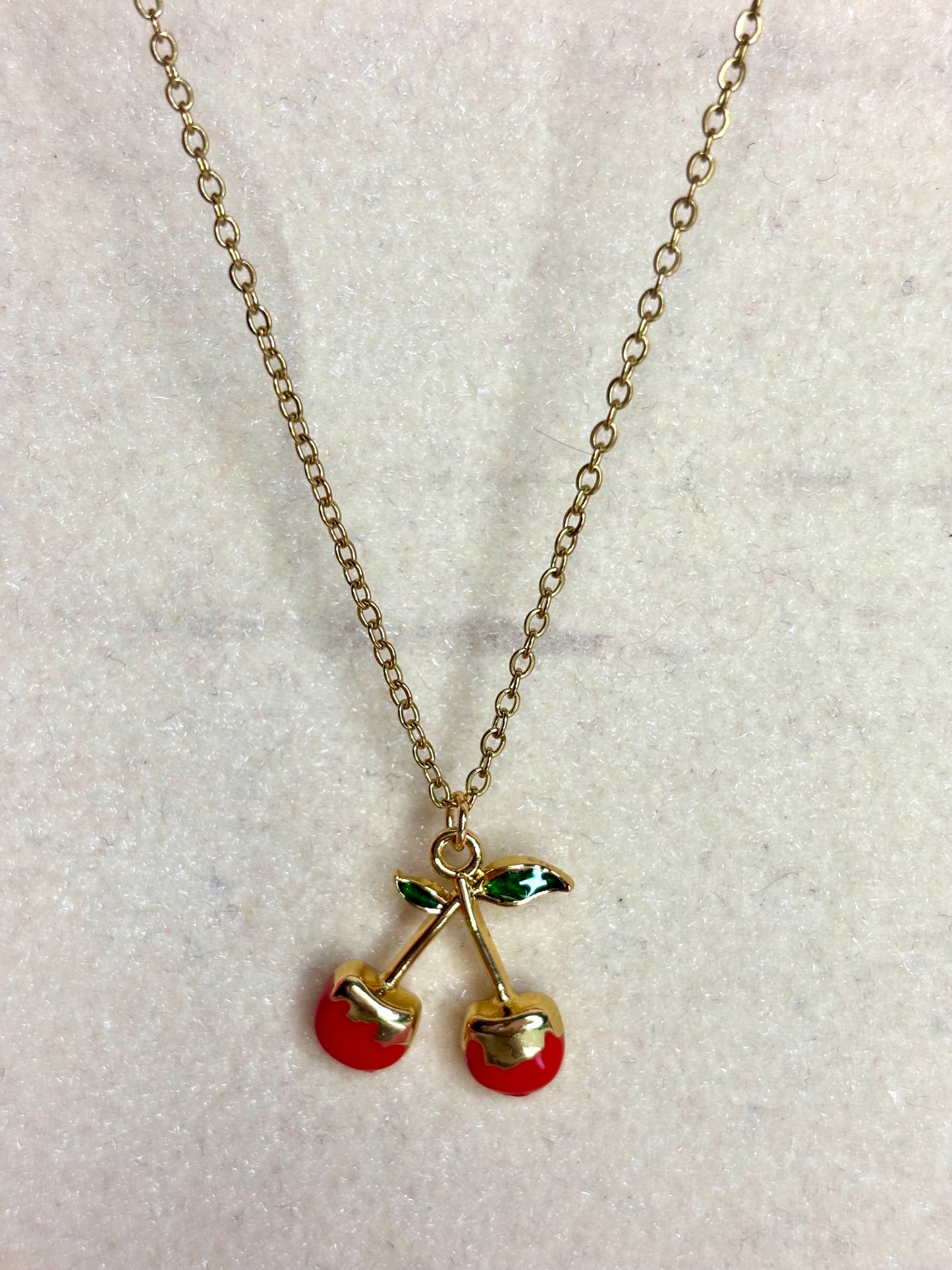 Cherry Short Necklace (Anti tarnish Stainless steel 18K gold plated)