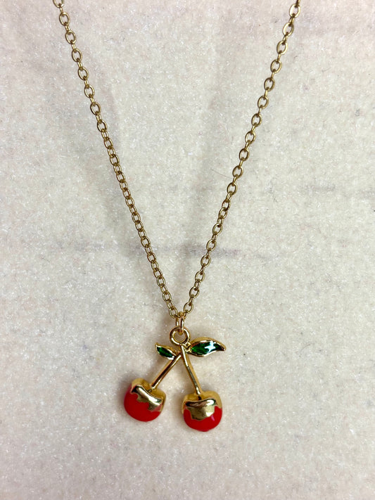 Cherry Short Necklace (Anti tarnish Stainless steel 18K gold plated)