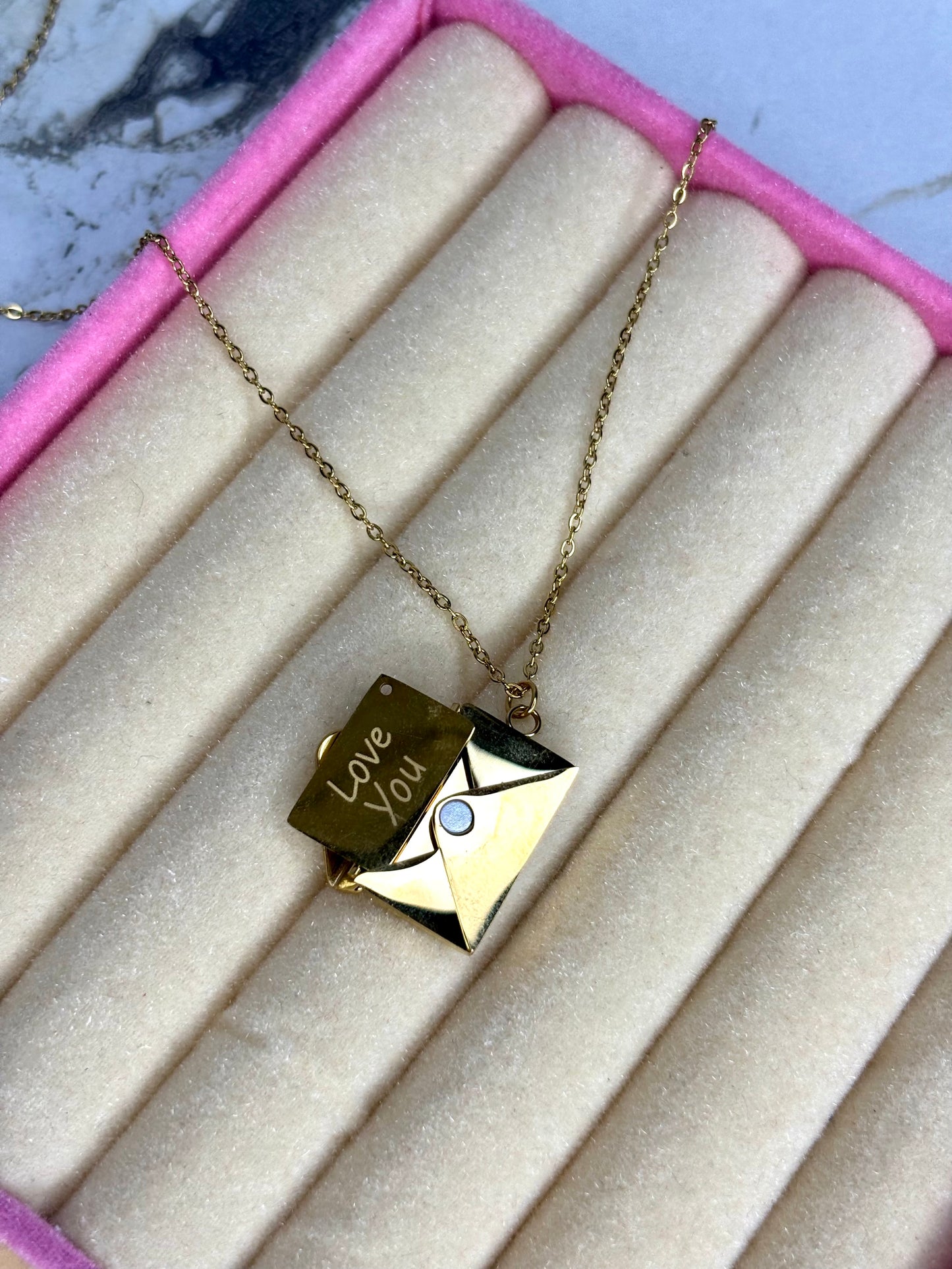 Love you Massage necklace (Anti Tarnish Stainless Steel 18k gold plated)