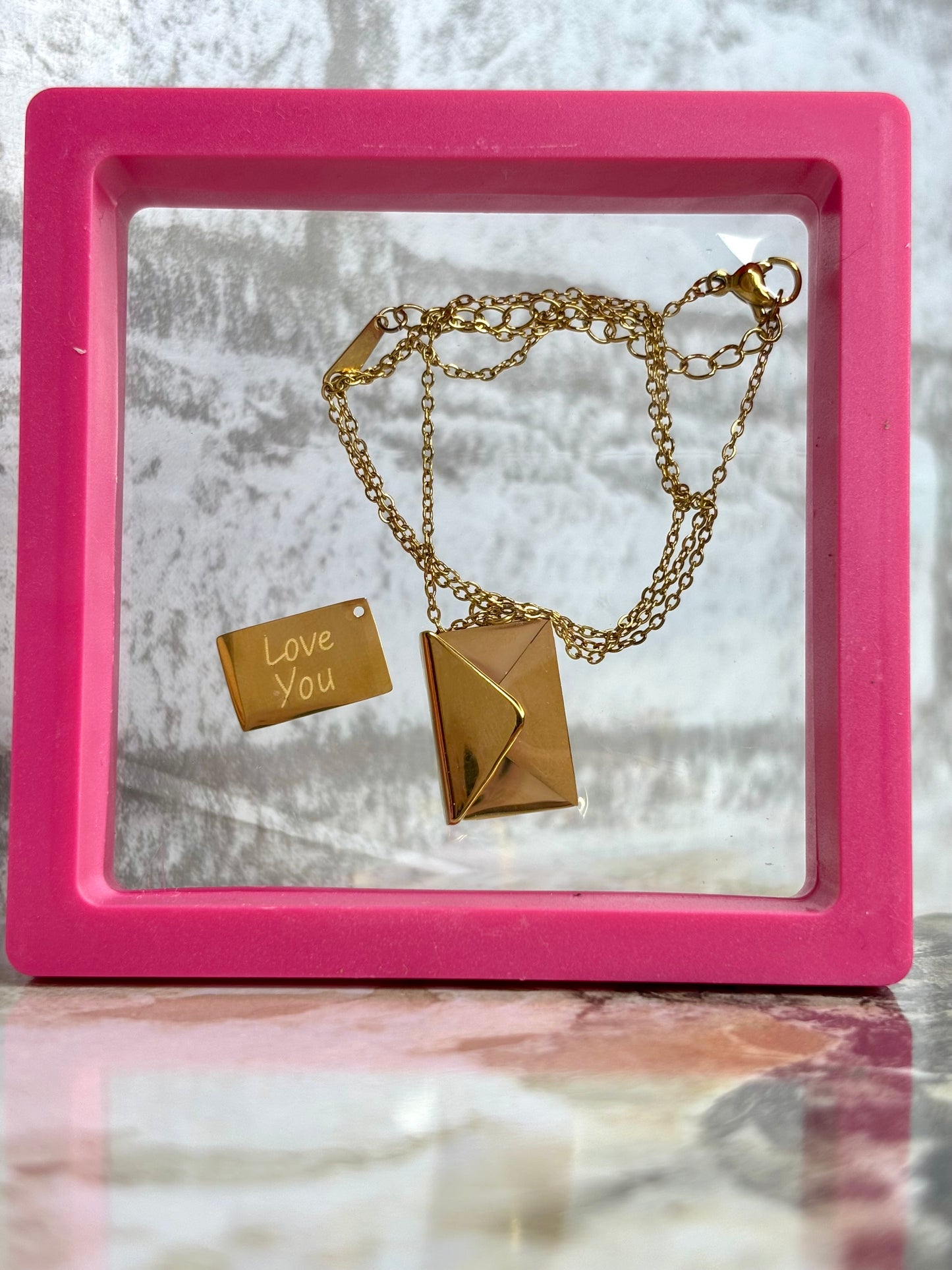 Love you Massage necklace (Anti Tarnish Stainless Steel 18k gold plated)