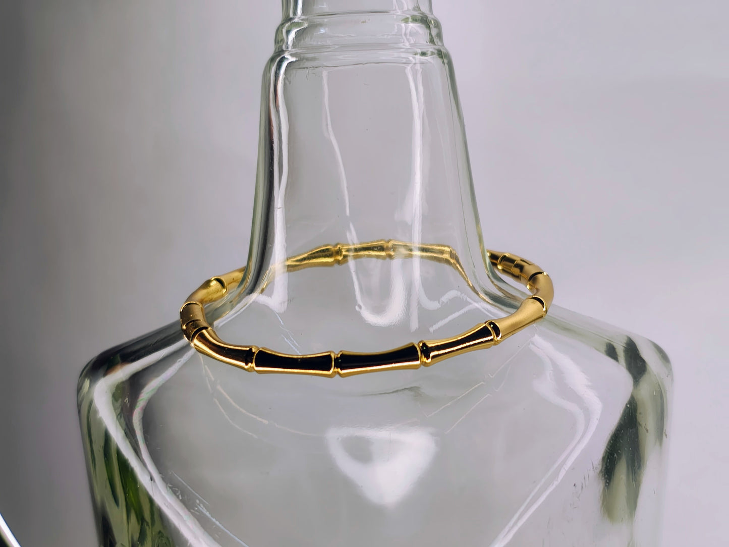 Bamboo design bangle bracelet (Anti tarnish stainless steel, it in K gold plated)