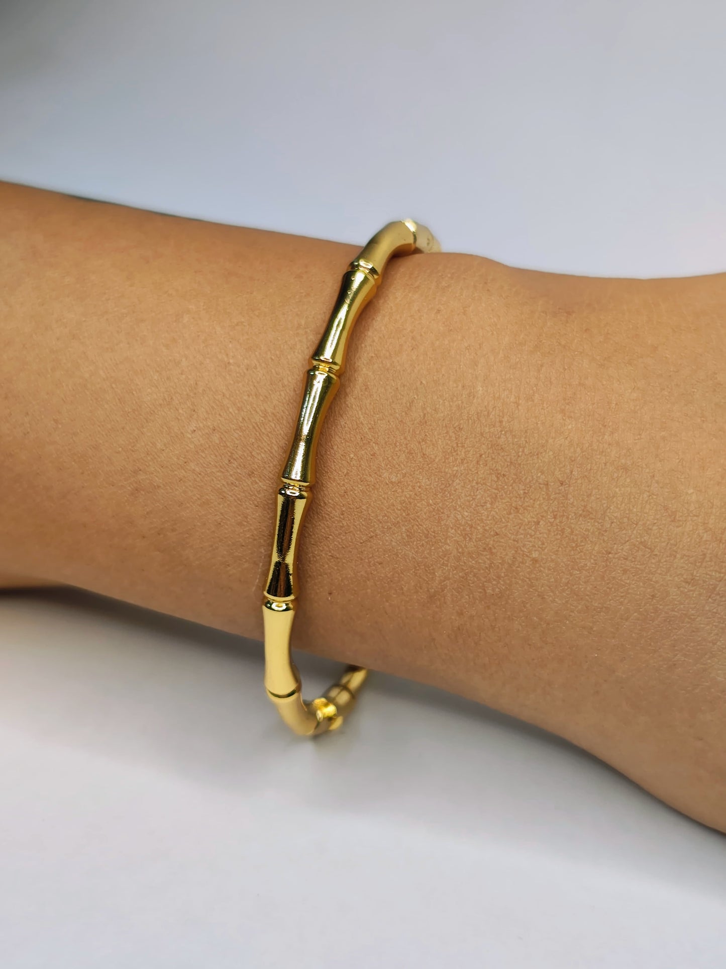 Bamboo design bangle bracelet (Anti tarnish stainless steel, it in K gold plated)