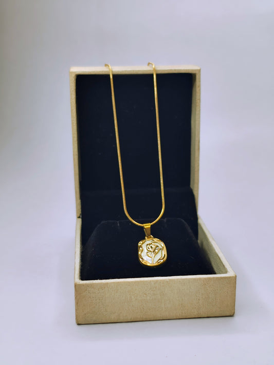 White Rose Necklace (Anti-Tarnish,Stainless Steel)