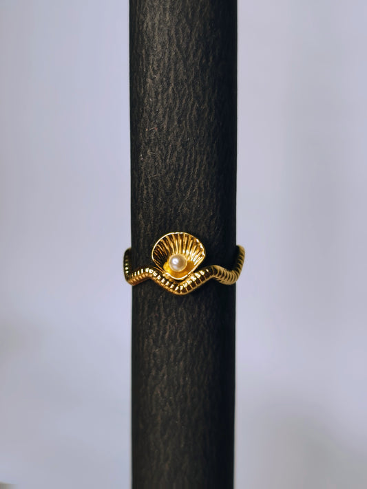 Pearl Shell Adjustable Ring (Anti-Tarnish,Stainless Steel)