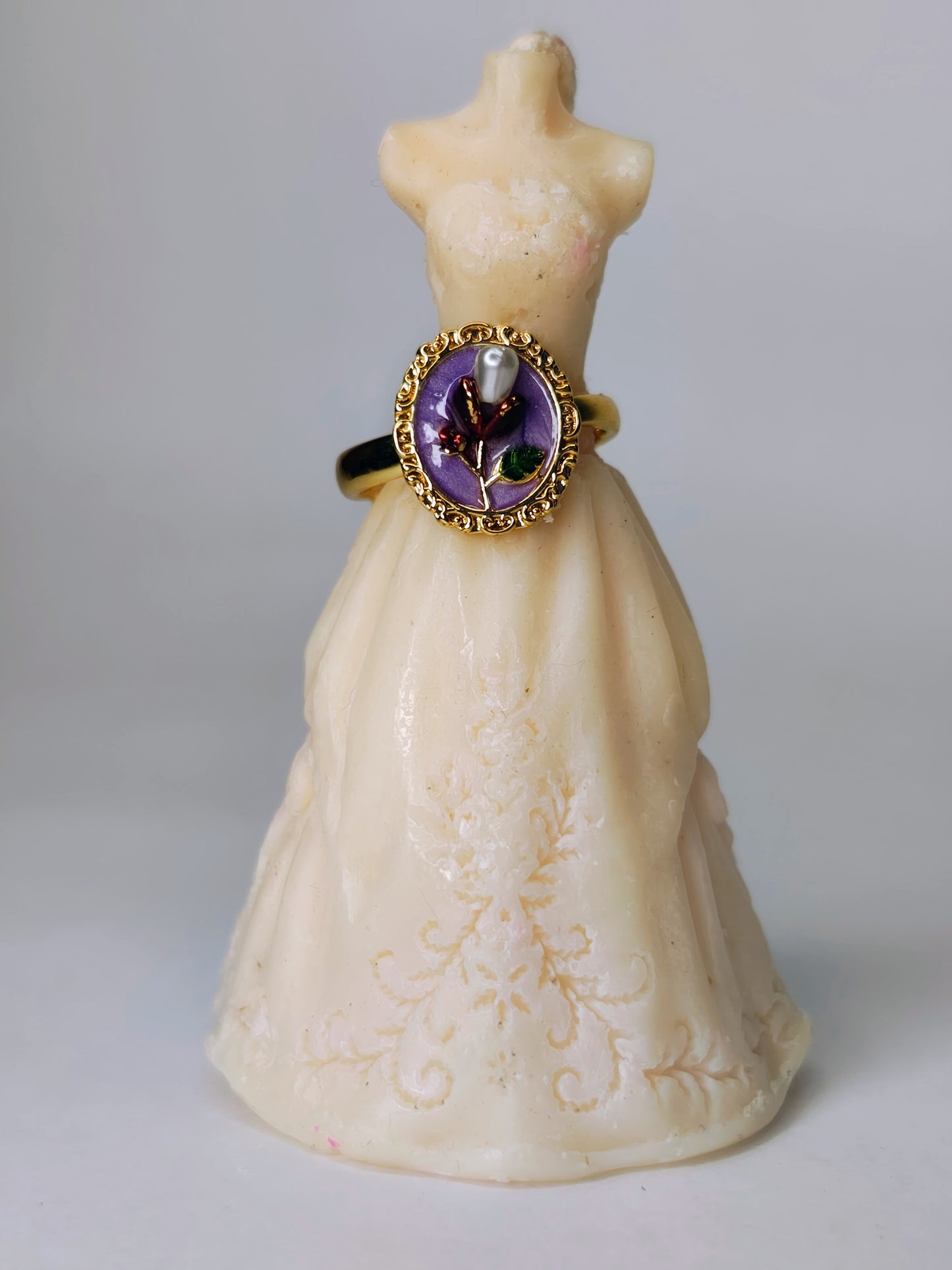 Purple Vintage Flower Adjustable Ring (Anti-Tarnish, Stainless Steel 18K Gold Plated)