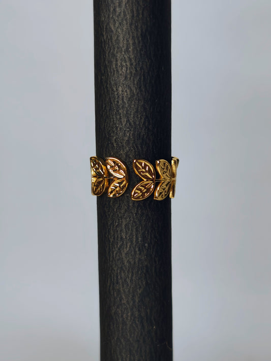 Leaf Theme Adjustable Ring (Anti-Tarnish, Stainless Steel 18K Gold Plated)