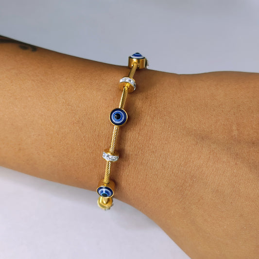 Evil Eye Bracelet (Anti-Tarnish,Stainless Steel 18k gold plated