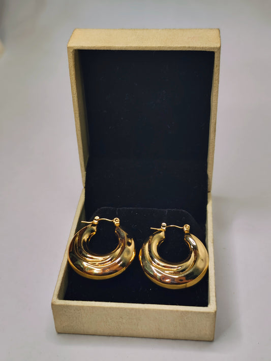 Round Chunky Earring (Anti-Tarnish, Stainless Steel 18K Gold Plated)